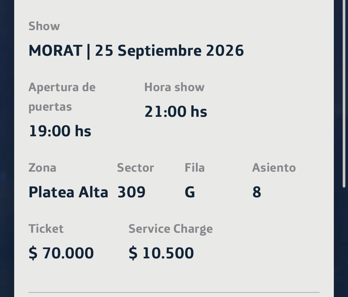 pucquinhas's tweet photo. holi vendo una entrada para Morat el 25 de septiembre, al mismo precio que las compré $80.500 en platea alta

 #morat #yem #argentina https://t.co/9KUZQCmw5k