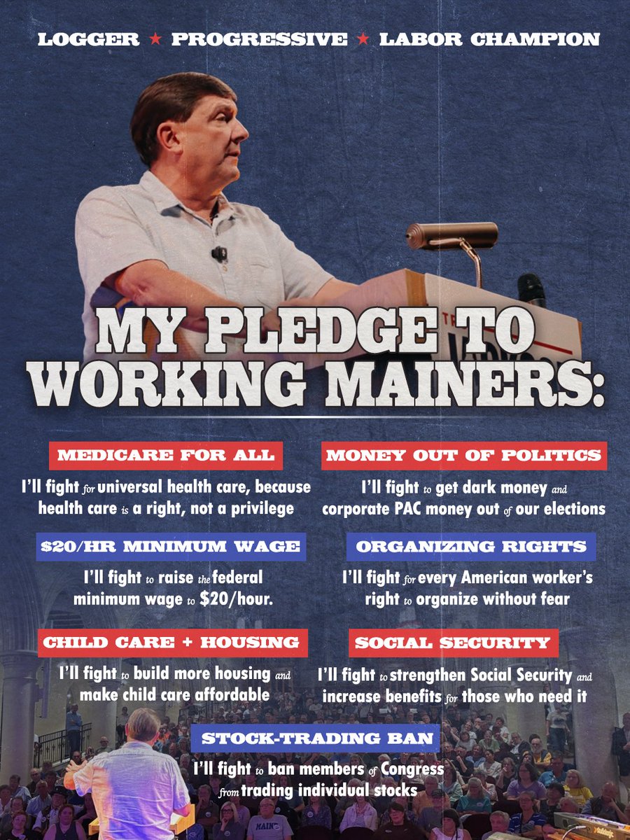 TroyJackson207's tweet photo. Folks… what this campaign is about is pretty simple.

If you work hard, you ought to be able to take your kid to the doctor.

You oughta be able to buy groceries without doing math in the damn aisle.

You oughta be able to retire with the Social Security and Medicare you paid into.

And you oughta be able to keep more of what you earn.

Billionaires shouldn't be paying less in taxes than a teacher or a logger.

It's time your hard work pays off.

A union if you want one.

A secure retirement.

And a government that answers to you instead of billionaires and corporations.

That's my pledge to working Mainers.