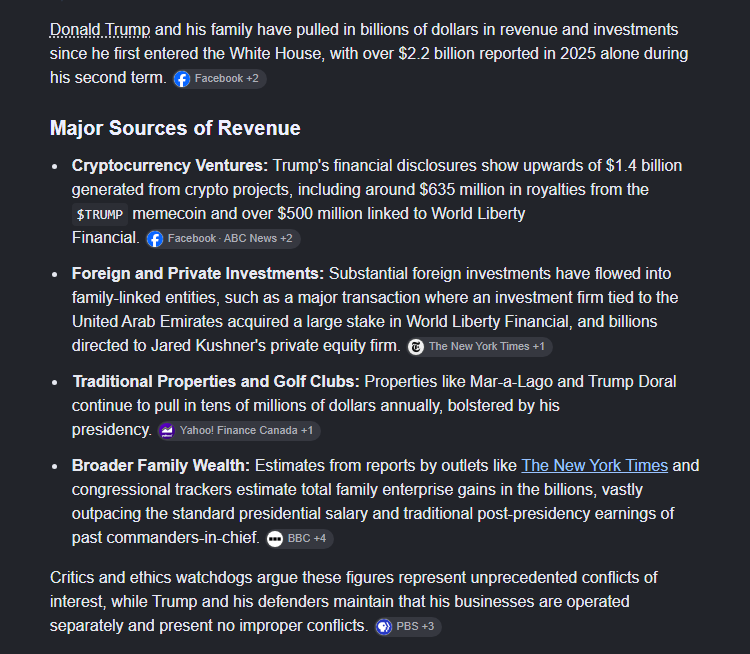 Monte_Alto's tweet photo. DEAR #MAGA #Rightwing #Conservative #Christian #Republican voters,
Since his reinstallation 1.5 years ago, Trump has single-handedly shouldered you with massive tariff &amp; gas debts while the Trump family #CrimeSyndicate has enriched themselves by $2,476,003,0189.29 BILLION https://t.co/MuFWwMUca7