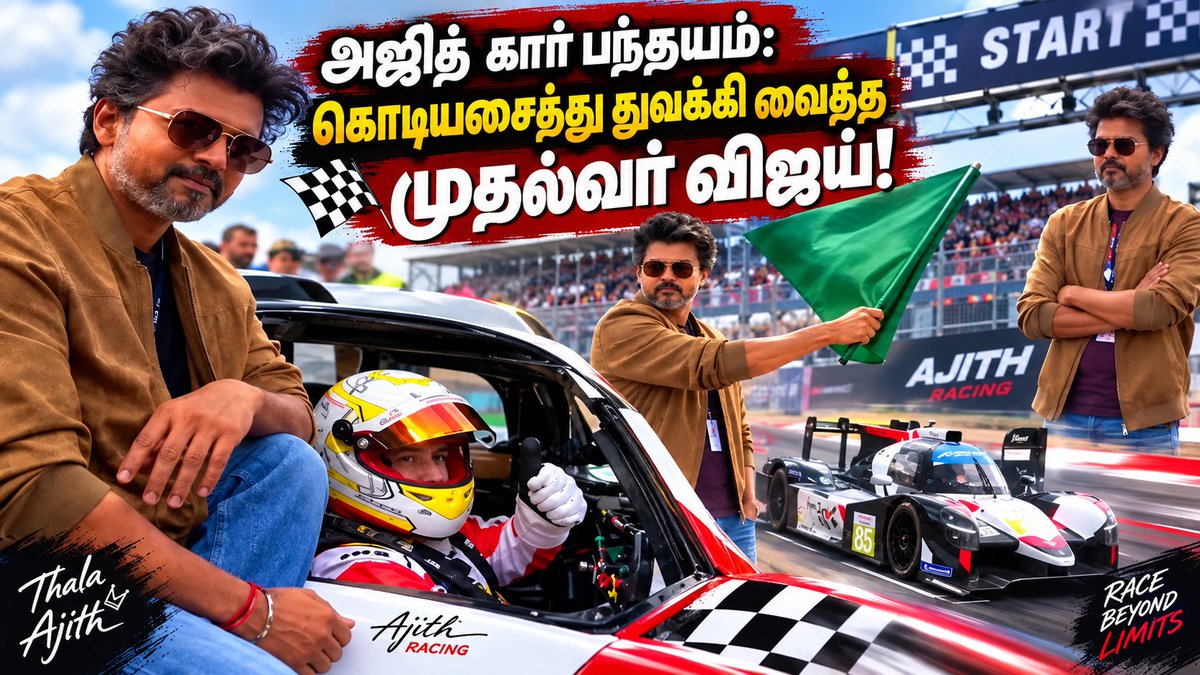 cinema231's tweet photo. அஜித் கார் பந்தயம்:  கொடியசைத்து துவக்கி வைத்த முதல்வர் விஜய்! | Vijay F... https://t.co/gXdGXFQi7r via @YouTube  #cmvijay #ajithcarrace #trisha #cmvijaylondon https://t.co/gdO4Zwz7ip