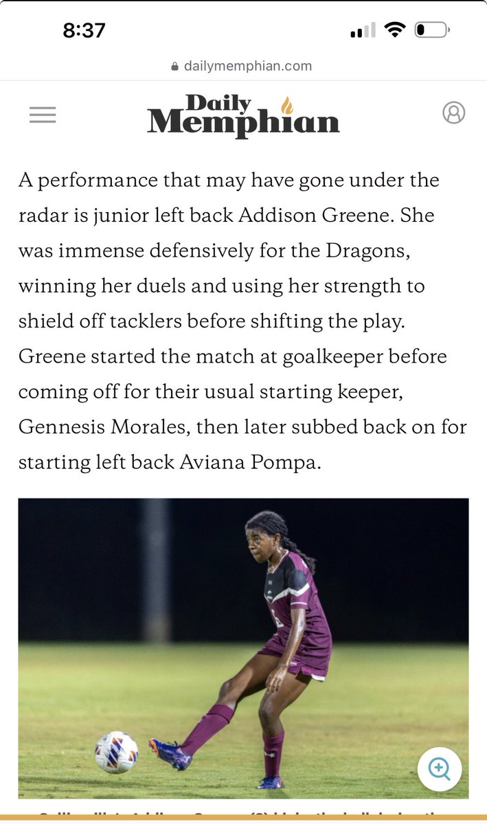 Addiegreene2028's tweet photo. Thank you @DailyMemphian for the recognition 🫶 https://t.co/G3nXS9KcT6