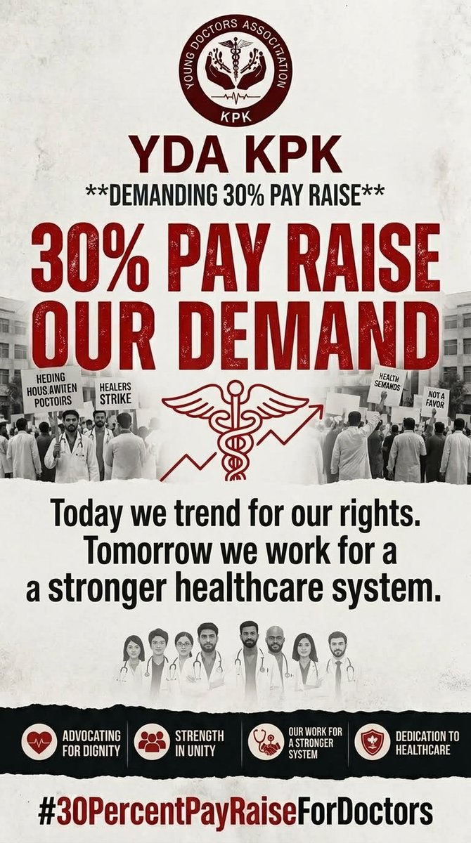 majid_4033's tweet photo. 𝗗𝗲𝗺𝗮𝗻𝗱:📢
30% 𝗽𝗮𝘆 𝗿𝗶𝘀𝗲 + 5% 𝗮𝗻𝗻𝘂𝗮𝗹 𝗶𝗻𝗰𝗿𝗲𝗺𝗲𝗻𝘁.

𝗥𝗲𝘀𝗽𝗲𝗰𝘁 𝗼𝘂𝗿 𝘄𝗼𝗿𝗸. 𝗥𝗲𝘀𝗽𝗲𝗰𝘁 𝗼𝘂𝗿 𝗱𝗲𝗺𝗮𝗻𝗱.

𝗡𝗼𝘁 𝗮𝘀𝗸𝗶𝗻𝗴 𝗳𝗼𝗿 𝗲𝘅𝘁𝗿𝗮. 𝗜𝘁'𝘀 𝗢𝘂𝗿 𝗿𝗶𝗴𝗵𝘁.

#30PercentPayRiseForDoctors #payraisefordoctors https://t.co/om5KUmyhn0