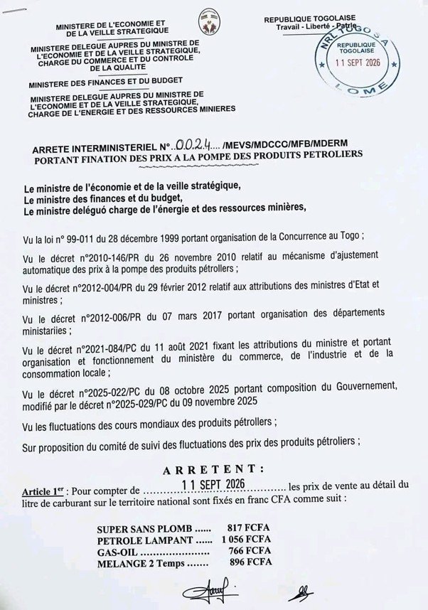 Amegan_Louis's tweet photo. Au #Togo , les prix des produits pétroliers à la pompe sont ajustés depuis le 11/09, en raison notamment de l’évolution des cours des produits pétroliers sur les marchés internationaux. L'état maintient toutefois une partie des subventions pour limiter l’impact.
#Tgtwittos https://t.co/3sAW8AiWgA