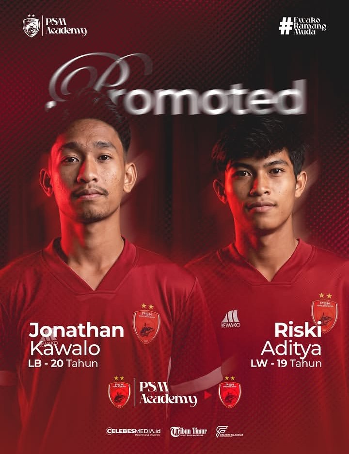wunderkid_id's tweet photo. #PromotionTime
#PSMMakassar

Untuk Kasta Utama Liga Indonesia musim ini, PSM Makassar memberikan kesempatan promosi kepada 2 pemain Tim Muda nya ke Tim Utama yaitu Jonathan Kawalo (2006) & Riski Aditya (2007).

Kedua pemain ini dipromosikan dari Tim U-20 PSM Makassar setelah tampil baik di EPA SuperLeague U-20 musim 2025-2026.

Berikut statistiknya pada musim lalu:

•LB: Jonathan Ronaldo Dinho Junior Kawalo (Manado/14-1-2006/L/175 cm) - EPA SuperLeague U-20 2025-2026:

☑️ 27 Laga (24 Starting 3 Cadangan)
⏱️ 2.135’ menit
⚽ 0 Gol 
🎯 10 Shot (4 On Target)
🅰️ 1 Assist
🔄 856 Passing (586 sukses)
⚔️ 49 Tekel
❎ 101 Intersepsi
☄️ 47 Sapuan
⚠️ 5 Kuning

•AMR-L: Riski Aditya (Maros/1-1-2007/169 cm) - EPA SuperLeague U-20 2025-2026:

☑️ 32 Laga (16 Starting 16 Cadangan)
⏱️ 1.850’ menit
⚽ 6 Gol 
🎯 21 Shot (13 On Target)
🅰️ 4 Assist
🔄 422 Passing (288 sukses)
⚔️ 16 Tekel
❎ 34 Intersepsi
☄️ 4 Sapuan
⚠️ 0 Kuning