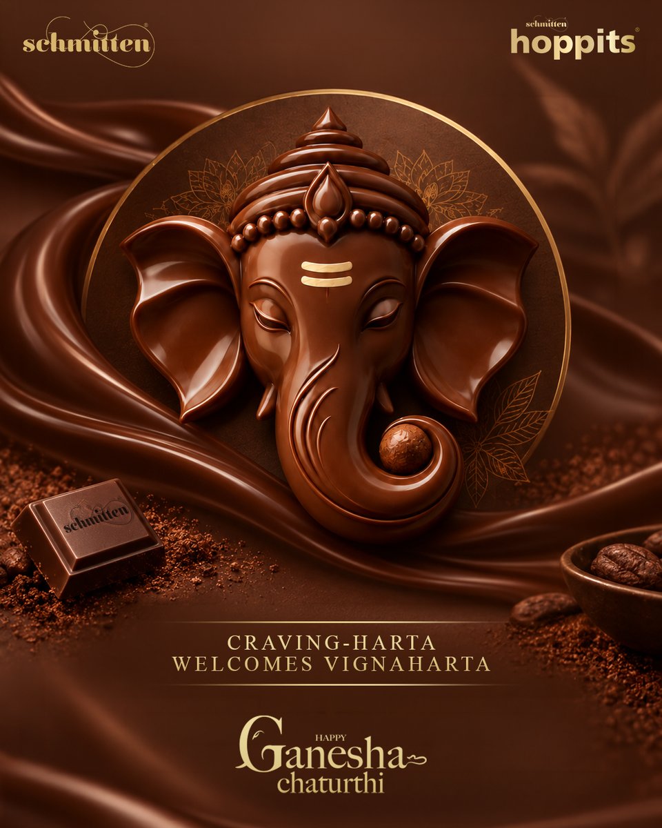 Schmitten_Choco's tweet photo. May every new beginning be blessed with wisdom, abundance, joy, and moments worth savouring.

Wishing you and your loved ones a joyful &amp; blessed Ganesh Utsav.

#GaneshUtsav #GaneshChaturthi #GanpatiBappaMorya #SchmittenChocolates #HoppitsChocolate https://t.co/PbBhRtOT8U