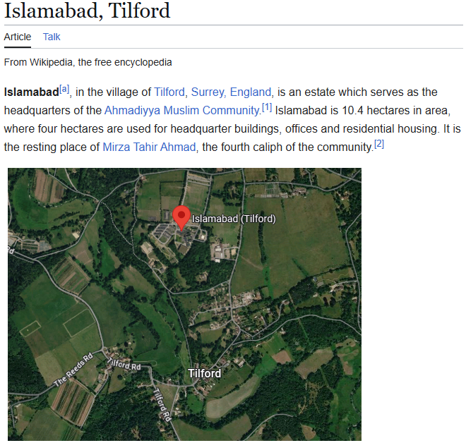 BasilTheGreat's tweet photo. 🚨THERE IS A VILLAGE CALLED ISLAMABAD IN THE UK

The entire place, just outside of Tilford, has been set up as a sealed off Islamic Community

Gates and Barbed Wire fences surround the entire complex

It has entire streets and neighbourhoods just for Muslims, a huge mosque and training facilities

It's even on wikipedia and google maps

WHAT IS GOING ON IN THE UK?

WHY IS THIS ALLOWED?