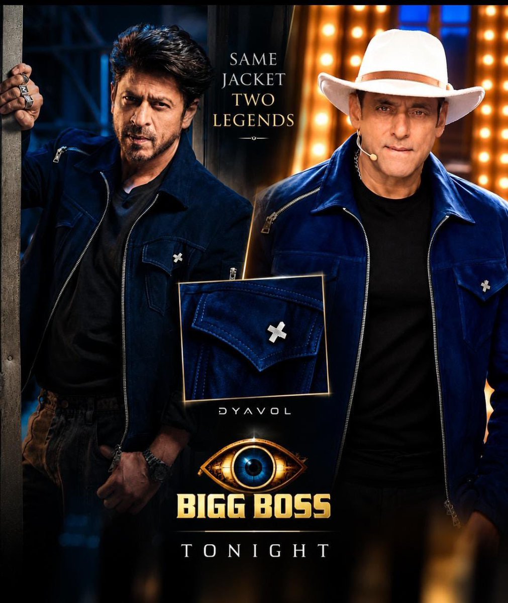 SRKClubDelhi's tweet photo. Twice the Khan treatment, twice the Royalty.👑🔥

When the King wears D’YAVOL, the jacket doesn’t just shine it reigns.🖤

@iamsrk @BeingSalmanKhan

#KING #ShahRukhKhan #SRK #SRKClubDelhi #KingKhan #ItsShowTime #AryanKhan #DyavolX #ItsKingTime #KingDateAnnouncement #Kingtime https://t.co/4AKj18JfXx