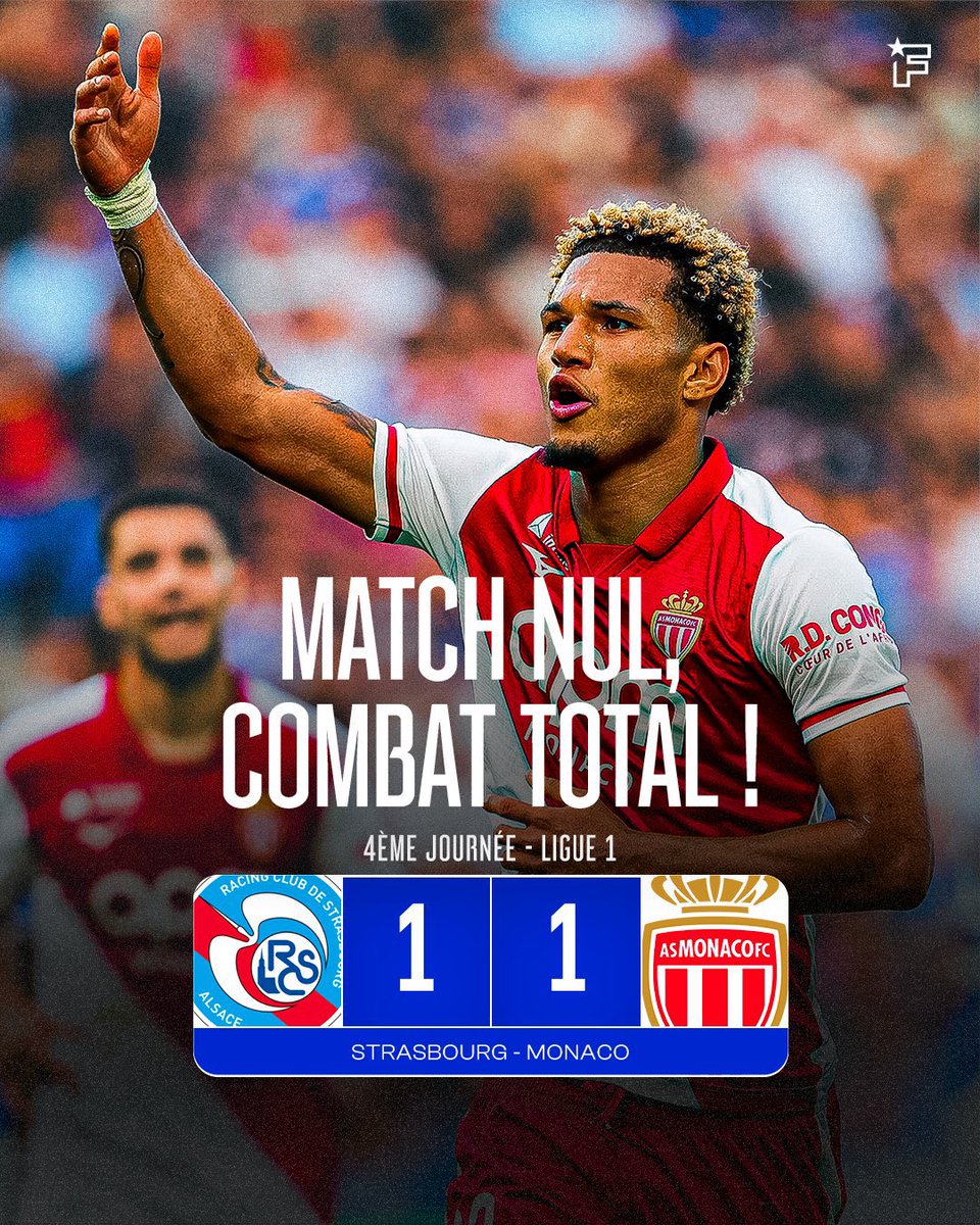 GloireFootball's tweet photo. Monaco et Strasbourg se quittent dos à dos !

Les deux équipes se neutralisent 1-1 au terme d’une rencontre disputée. ⚔️

👀 Qui méritait les trois points selon vous ?
#ASMRSCA #Ligue1 https://t.co/ILtLDp1kAS