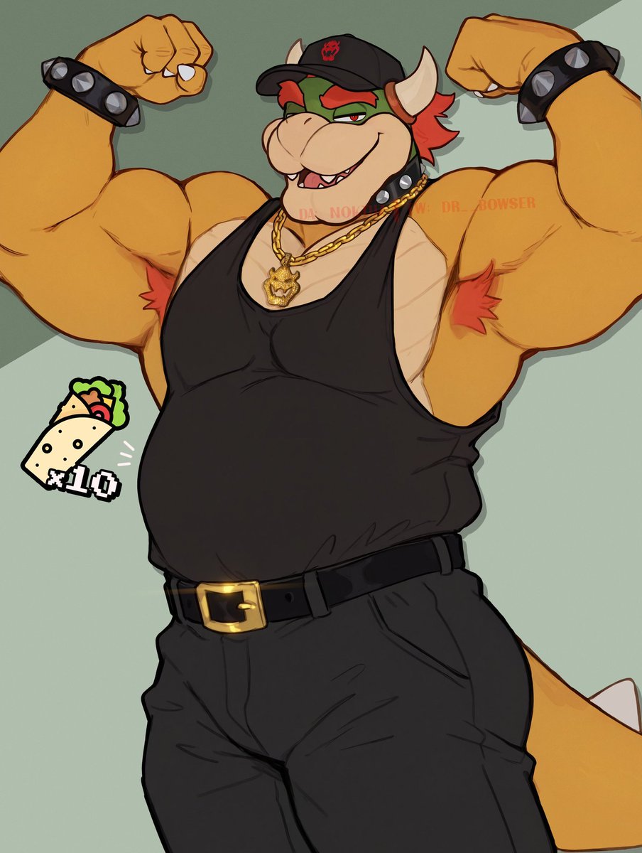 BowserKoopaLord's tweet photo. Bowser is a big guy. 

He has to eat a LOT to keep this toned figure, yknow!

You're welcome to come help him out.
Pay for his meals, rub his belly, choke on his cock while he eats...

Don't worry about the cost.
Bowser is superior after all. 

🔄+❤️ https://t.co/11dWUmt4nS
