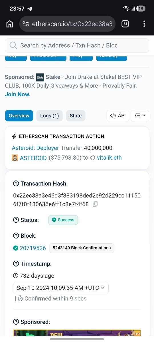NoName000999111's tweet photo. The dates keep getting skipped so here they are :
On 10 sep 2024 the original asteroid deployer sent 40 million tokens to vitalik.eth , that was launch day.
On 29 apr 2026 the same bag was sold $114.000, after the token had already pumped and had liquidity.
It’s been almost 5 months.
Still no word on it.

That money should have gone there, to Liv’s foundation.
To kids still in treatment,
That foundation exists so other families in the same fight don’t get left alone. ❤️

$ASTEROID