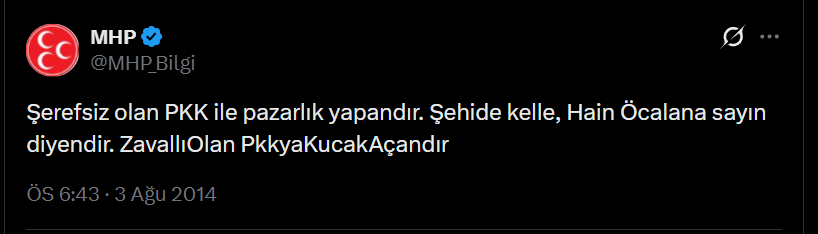 axzelxen's tweet photo. @MHP_Bilgi Bu sözünüze %100 katılıyorum.

PKK ile pazarlık yapan şerefsiz oğlu şerefsizdir.
Öcalan'a sayın diyendir.
PKK ya kucak açandır.

Bu çizgiden bir TÜRK olarak asla çıkmıcam ! https://t.co/d5kHTTXDat