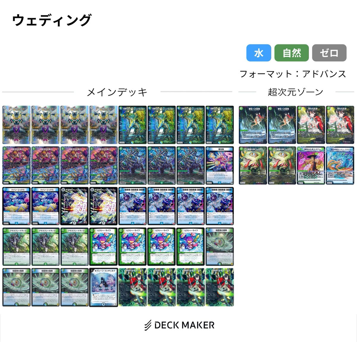 uwa_nash's tweet photo. 初心者が作ったウェディングのデッキです
マナ加速してからマナ召喚&amp;回収でウェディングとゼニスレクイエムを揃えて祝福します https://t.co/n071xu3Ige