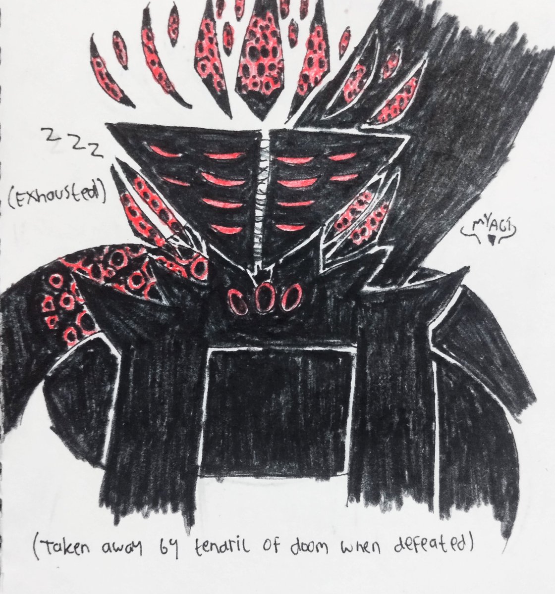 MyagiMC's tweet photo. You deserve all the rest you need integrity, good night~ 🌙

I just know he might fall asleep while taken after defeated, yes he is taken by tendril of doom if you defeat his bossfight https://t.co/7x8DreA3VO