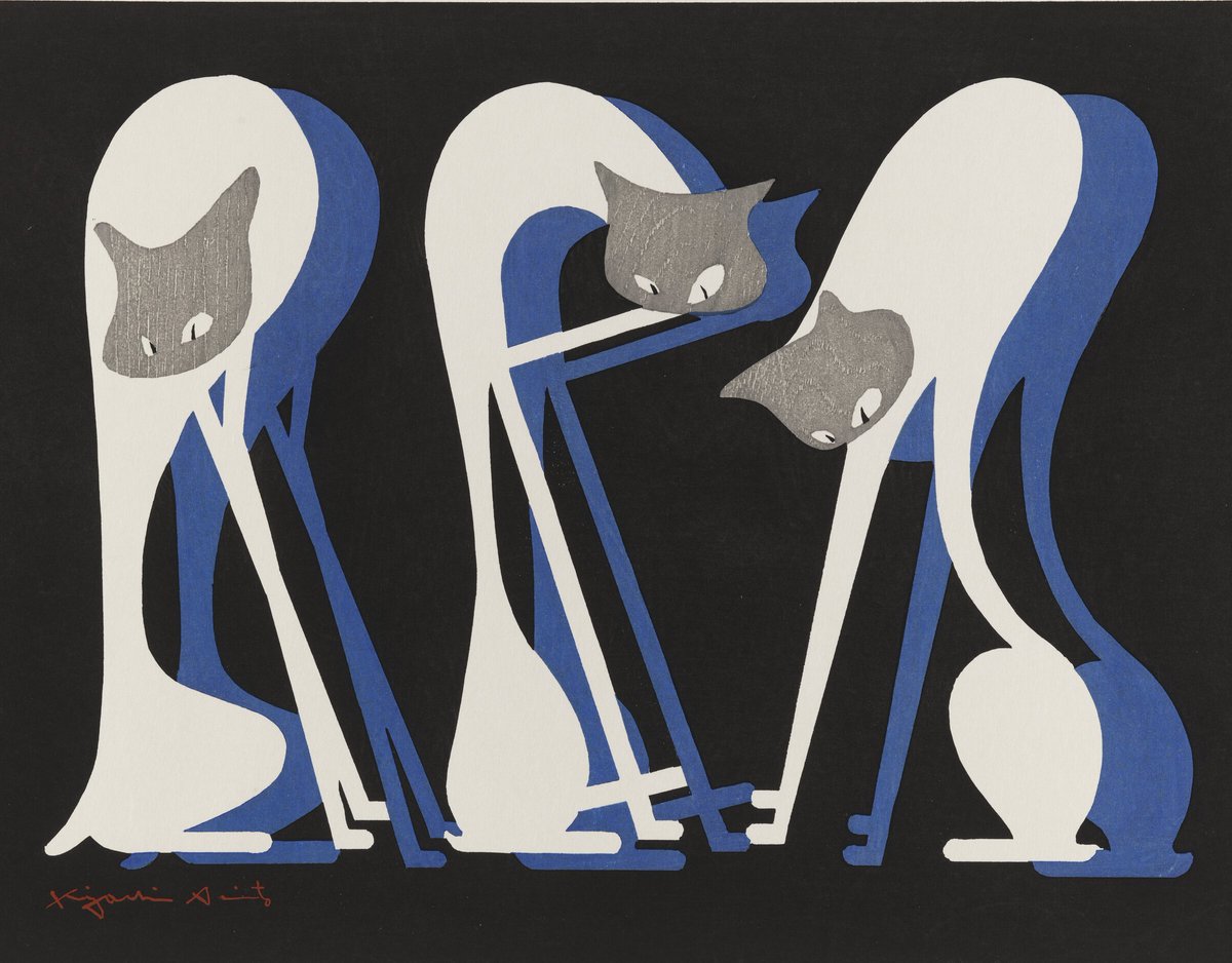 marysia_cc's tweet photo. Kiyoshi Saito (Japanese, 1907-1997)
Are sanshi (Oh! There are three) https://t.co/OqhmkOqud2