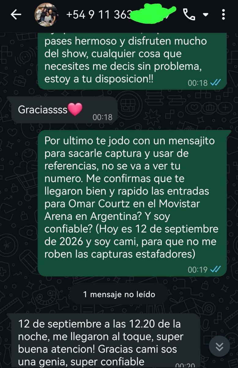 Camitickets's tweet photo. ⭐ Vendo las últimas entradas para Omar Courtz♦️

$ 40.000 Campo General // Últimas entradas❗(Nos las regalaron) 

❌NO se dejen estafar, siempre vendo, muchas referencias, grupos, etc

📩 Dejo mi wsp para que me pidan referencias y todo

⏩ 351 599 5094

Movistar Arena ousi arg https://t.co/4iIwRIgDvs