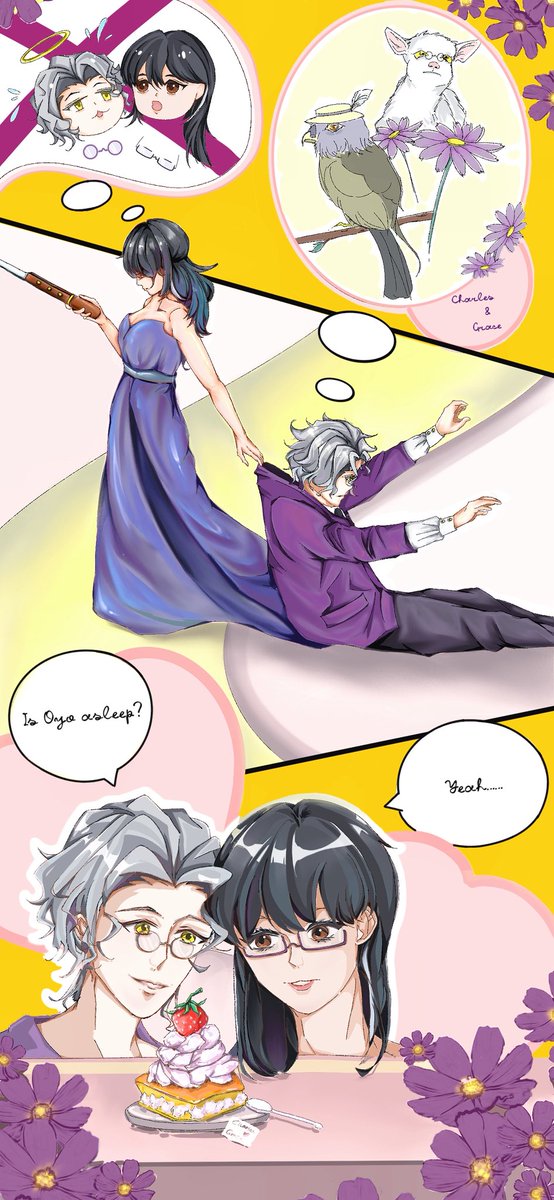 FogGrace2113's tweet photo. Midnight ……When Charles and his wife decide to enjoy a cake, before starting, he usually ask
🐑：Is Oyo asleep? Are u sure? 
🦅：放心

Oyo：MUMMY……DADDY……I WANNA EAT CAKE TOO……🥺

#チャールズ・オーガスタス・ミルヴァートン夢女子 
#憂国のモリアーティ夢女子さんと繋がりたい https://t.co/O8eA1nyIsP