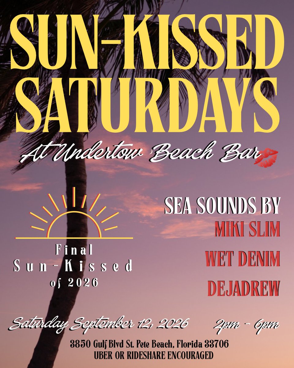 UndertowBchBar's tweet photo. Last SunKissed Saturday of the year! You don't wanna miss it #livingthedream  #Florida #stpetebeach #sunkissedsaturday #undertow 💋 https://t.co/QIJI56KM8B
