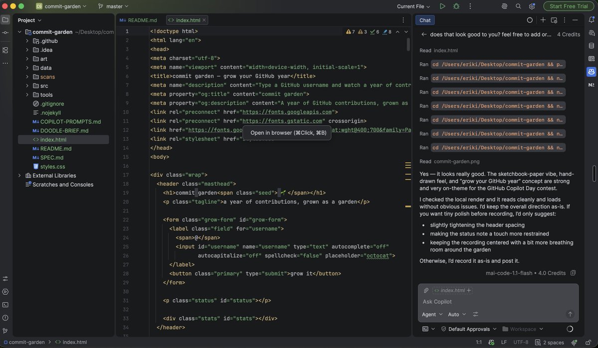 erik_viking08's tweet photo. Created this fun little commit-garden, simply enter your GitHub username and it grows it for you!

Drew some doodles and threw them into Copilot, turned out really well imo :)

Happy Copilot Day everyone!
#githubcopilotdaycontest
#sweepstakes https://t.co/QEdyh6NjBD