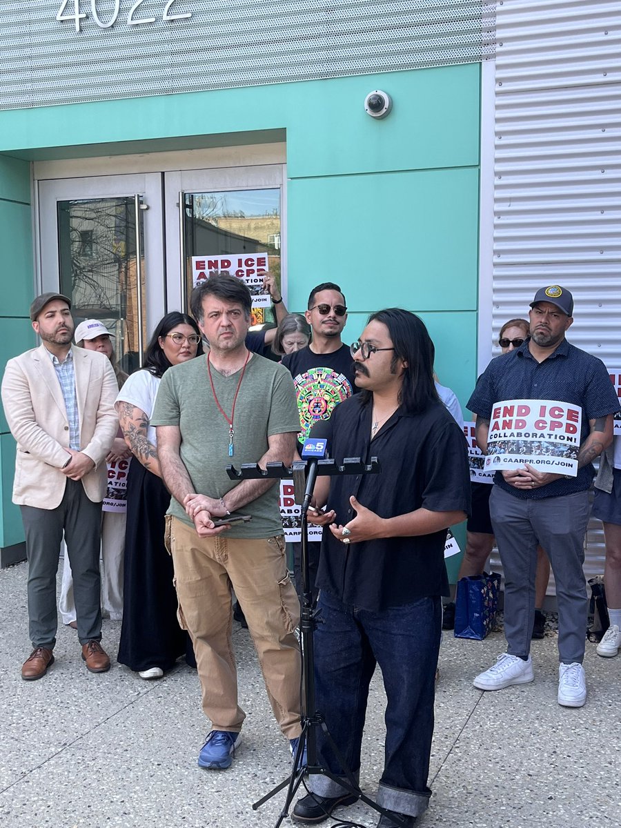 CAARPRNow's tweet photo. After ICE vehicles were seen operating out of 17th District Police Station earlier this month, the community is demanding  and end to collaboration between CPD and ICE. https://t.co/2Cpdq1ioD4