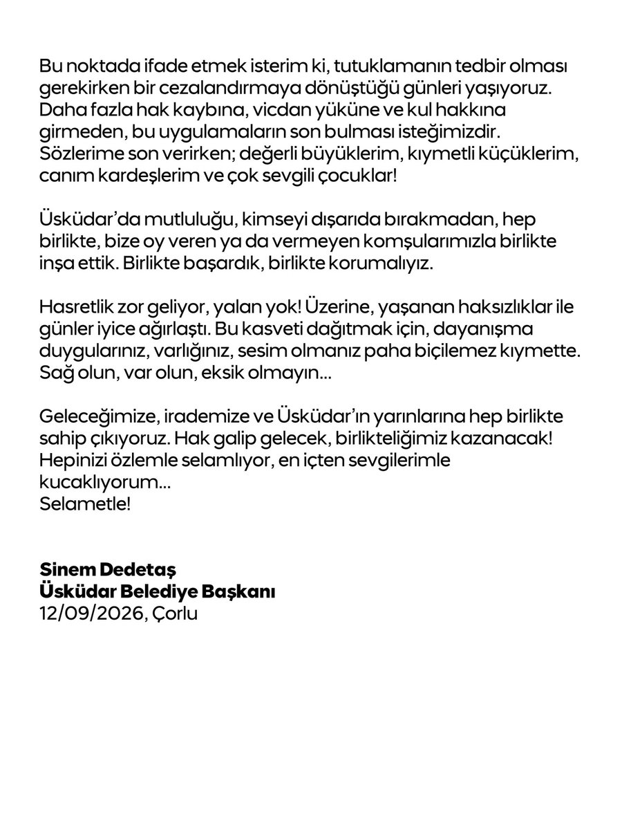 sdedetas's tweet photo. Geleceğimize, irademize ve Üsküdar’ın yarınlarına hep birlikte sahip çıkıyoruz. 
Hak galip gelecek, birlikteliğimiz kazanacak! 

Hepinizi özlemle selamlıyor, en içten sevgilerimle kucaklıyorum… https://t.co/hqvfSAaQmq