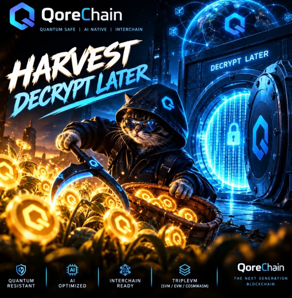 QoreChaintr's tweet photo. ŞİMDİ TOPLA. SONRA ŞİFREYİ ÇÖZ.

Kuantum bilgisayarlar geliştikçe bugün güvenli görünen veriler, gelecekte tehdit altında olabilir.

QoreChain, kuantum tehdidine karşı bugünden hazırlanıyor.

Kuantum güvenliği geleceğin değil, bugünün meselesi.

#QoreChain #Kuantum #Layer1 #AI https://t.co/0eyNFTTICY