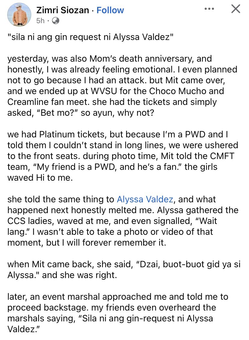 AlyssaVldz29's tweet photo. You never fail to amaze me with your humility every single time. Siya pa nag request nag mag photo opp with the fan.She leads by example🫡

Alyssa gathered the CCS ladies, waved at me, and even signalled, "Wait lang."

“it was about being treated with genuine kindness and care” https://t.co/XJcSMlZvyP