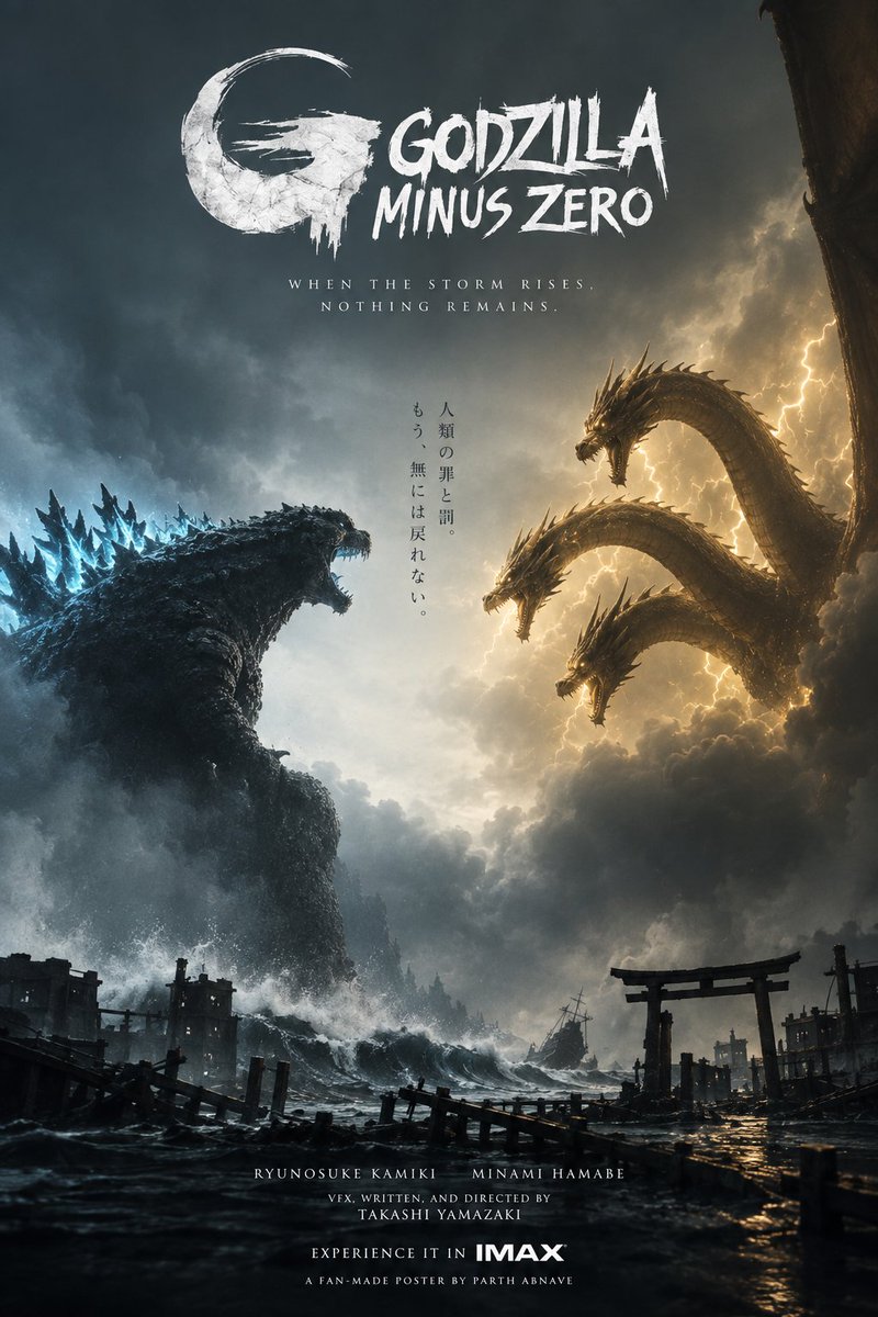 officialparthab's tweet photo. GODZILLA MINUS ZERO 🦖🔥
My fan-made vision of a darker, more cinematic nightmare.

Would you watch this in IMAX? 👀

#GodzillaMinusZero #Godzilla #Kaiju #FanMade https://t.co/pZSh6Jd2pF