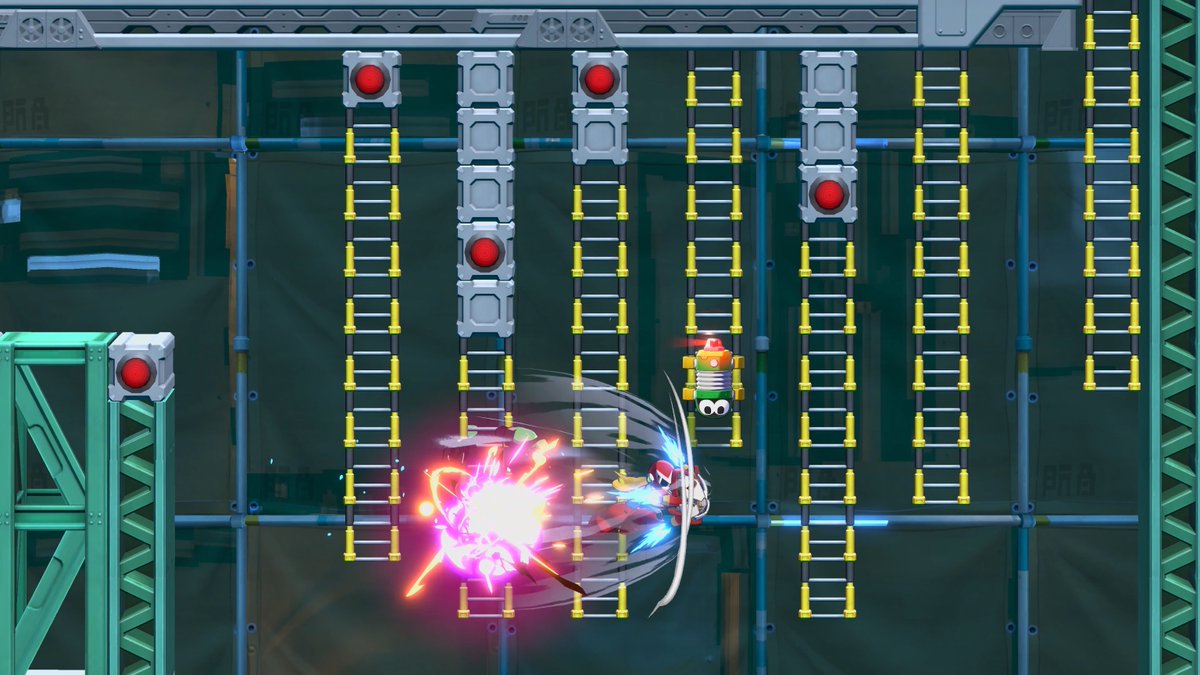 Capcom_Es's tweet photo. El Proto Buster de Proto Man tiene un alcance corto, pero lo compensa con una gran potencia de ataque. Con su emblemático Proto Shield, puedes realizar acciones especiales mediante combinaciones de botones, pero ten cuidado y úsalas con moderación para evitar que se sobrecaliente. #MegaManDO