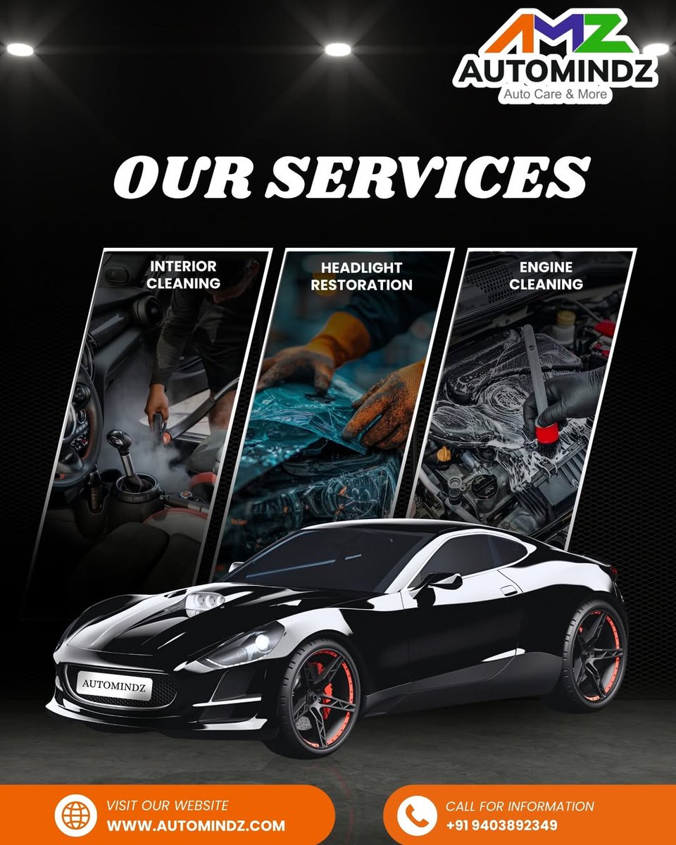 MaggieTurbsar's tweet photo. Complete Auto Care, All Under One Roof. Interior cleaning, headlight restoration, and engine cleaning with expert precision to keep your car looking and performing its best. Book today: +91 9403892349 https://t.co/fIh2XTNlyd