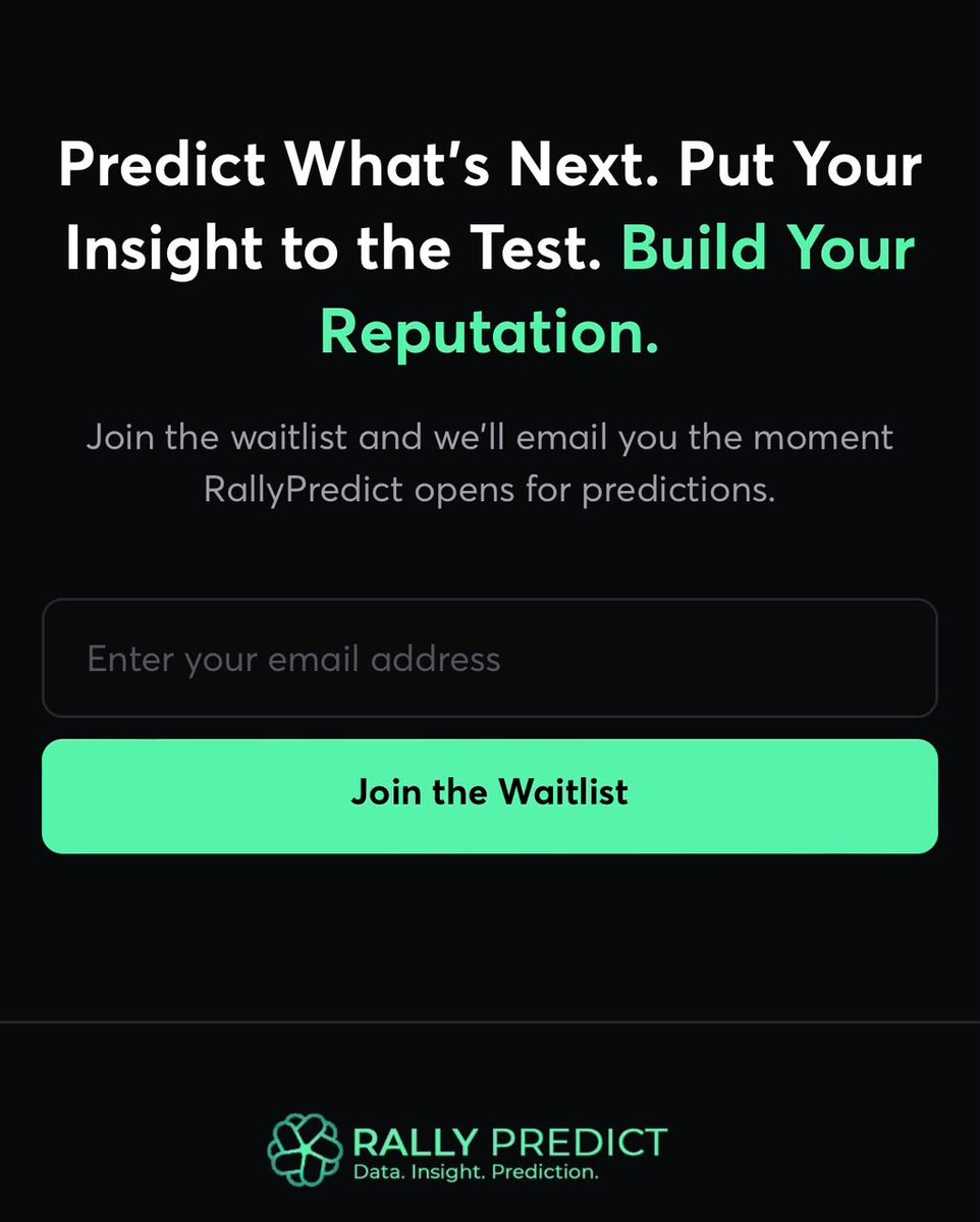 RallyPredict's tweet photo. Don't snooze ⏰️

Join our waitlist today and be the first to know when we launch ⬇️
https://t.co/4lZC6G5IBb

#rallypredict #waitlist #predict #marketpredictions https://t.co/215QfkaFPO