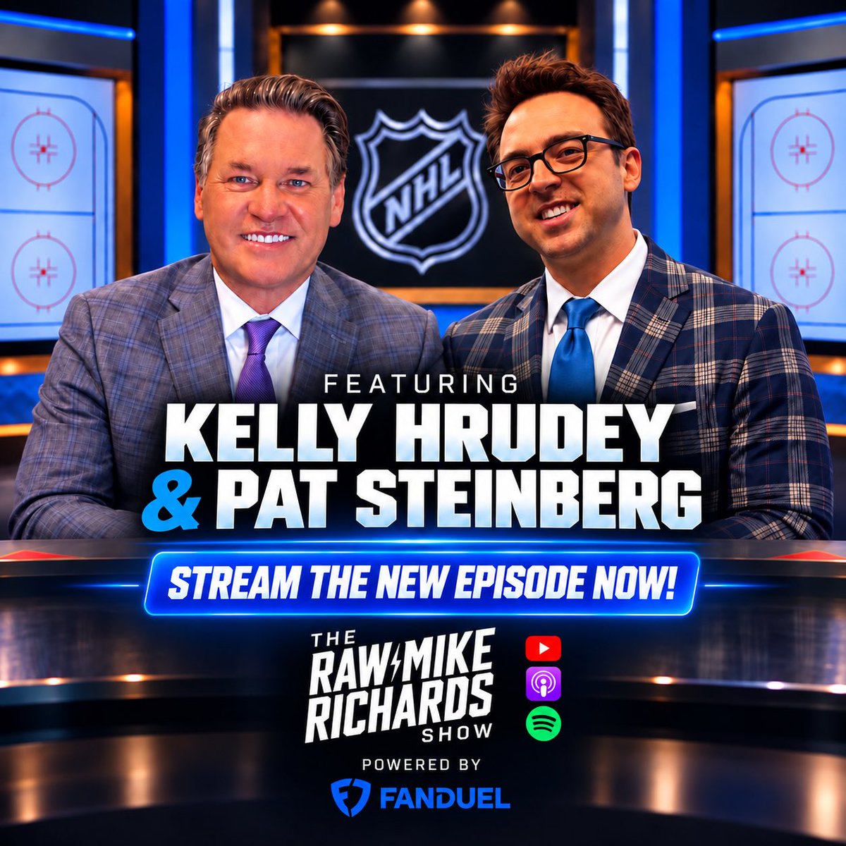 RawMikeRichards's tweet photo. Stream the new episode of The Raw Mike Richards Show now on YouTube & Spotify, featuring @KellyHrudey and @SteinbergYYC #nhl #calgary #rawmikerichards #kellyhrudey #patsteinberg https://t.co/NC8HigDe2k