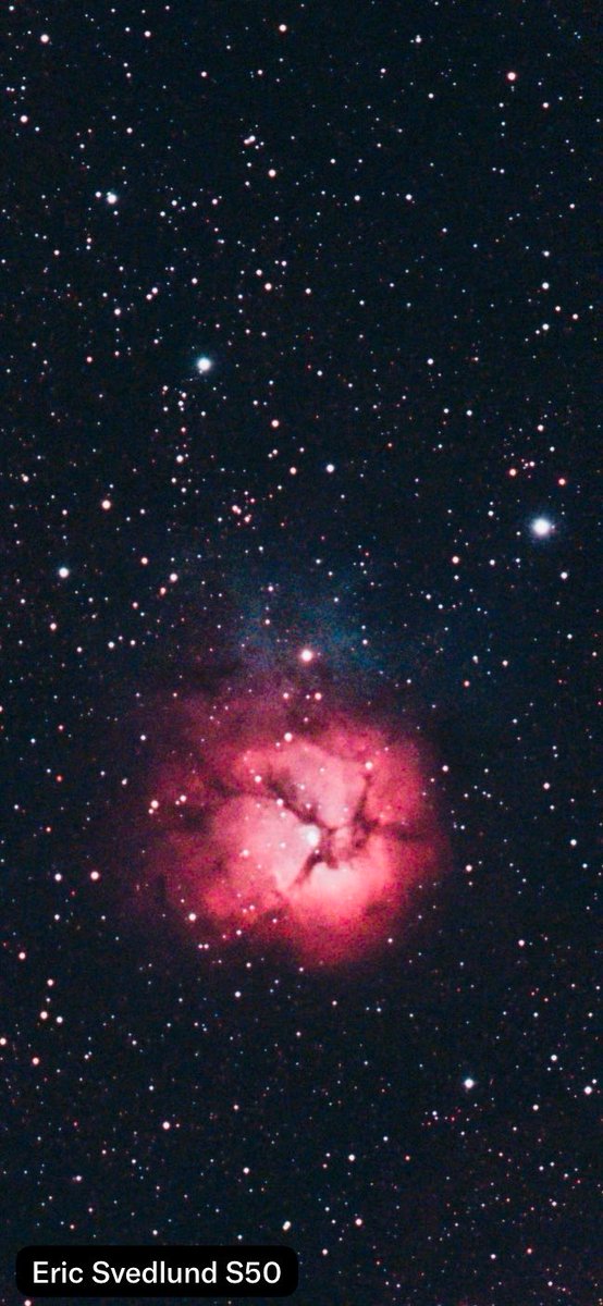 esvedlun's tweet photo. Got a nice shot of the Trifid Nebula last night before it got cloudy. @milo @trifidnebula @nebula @albertastarparty @asp @CalgaryRASC @rasc https://t.co/ST4GDaLQ0n