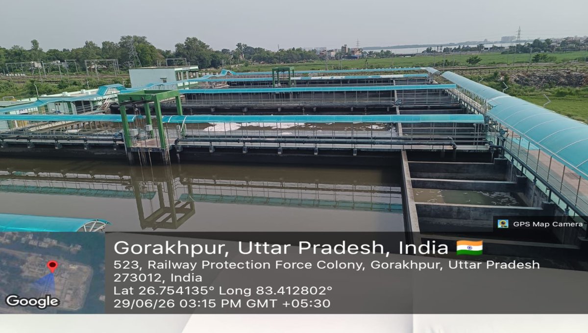 DivisionUpjn's tweet photo. Gorakhpur’s largest 38 MLD Sewage Treatment Plant (STP) till date, constructed under AMRUT 2.0 for the Gordhaiya Nala Project." https://t.co/4Asba0kN2m