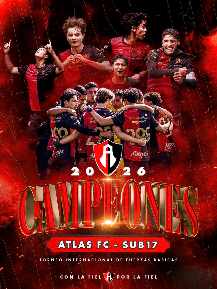 AtlasFC's tweet photo. ⭐️ CAMPEONES ⭐️

Nuestra Academia Sub 17 se coronó campeón del Torneo Internacional de Fuerzas Básicas al vencer a Seattle Sounders en serie de penales 🏆

¡Muchas felicidades, Rojinegros! 🦊

https://t.co/JBupqqfz0Q

#ParaLaFielPorLaFielYConLaFiel https://t.co/RYSYIOnD7l