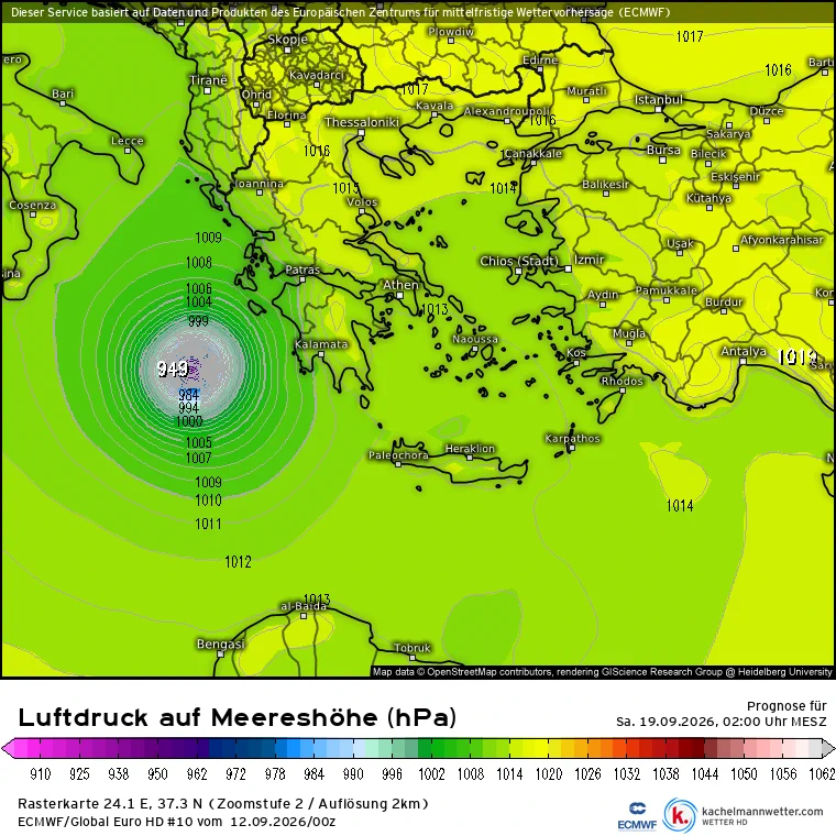 ECMWF models show potential Category 4 Medicane approaching Mediterranean