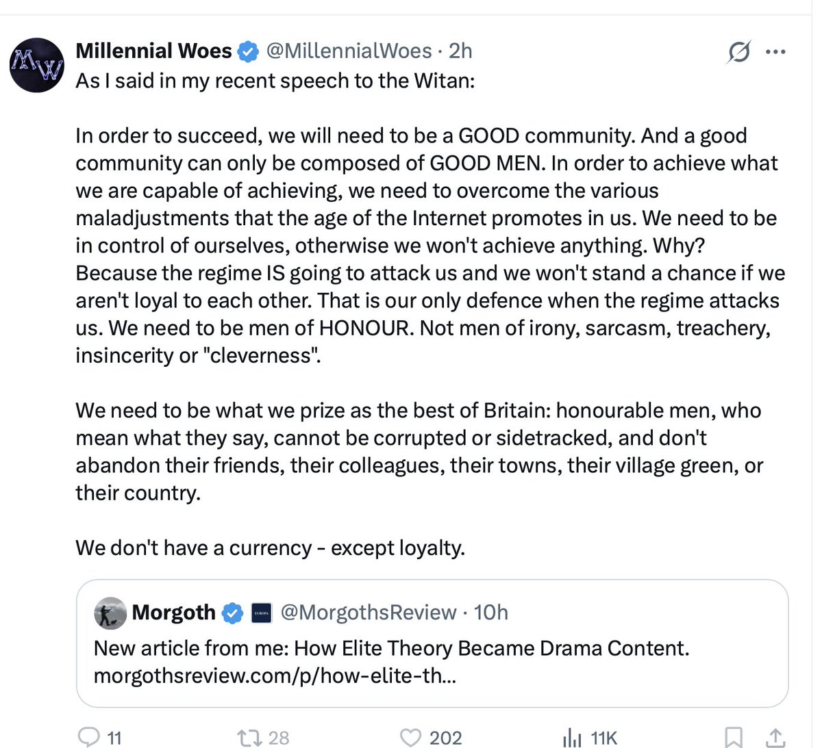 radiolazarus's tweet photo. By "GOOD MEN", he means the wretches who give him money and/or never criticise him/his fellow Confederation of Grift members. By "men of irony", he means anyone who mocks or criticises him and his fellow Confederation of Grift members. What a bunch of goblins https://t.co/r9KE6ppzB8