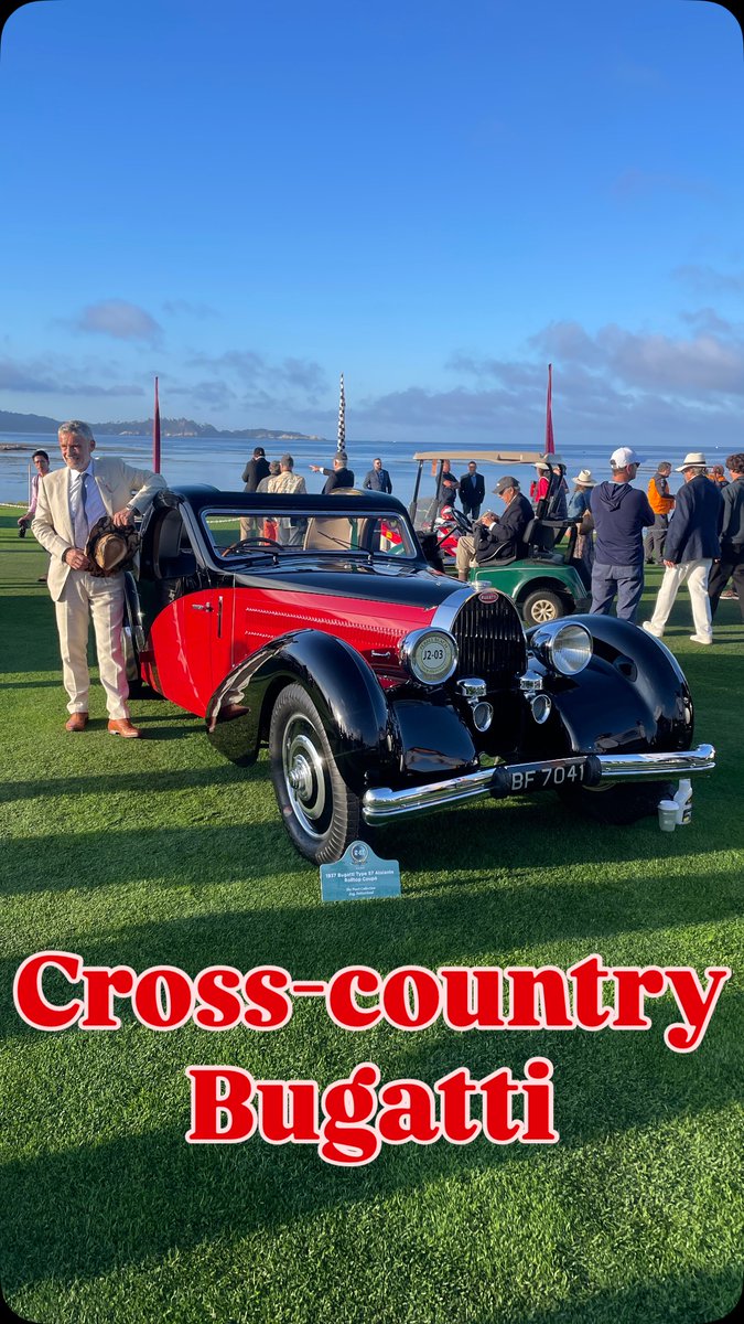 GradyKubiak's tweet photo. Thrilled to see The Pearl Collection’s 1937 Bugatti at Pebble Beach Concours d’Elegance. This Type 57 Atalante just crossed the country from Vermont and still looks fresh as ever. https://t.co/VFkxV7n2KQ