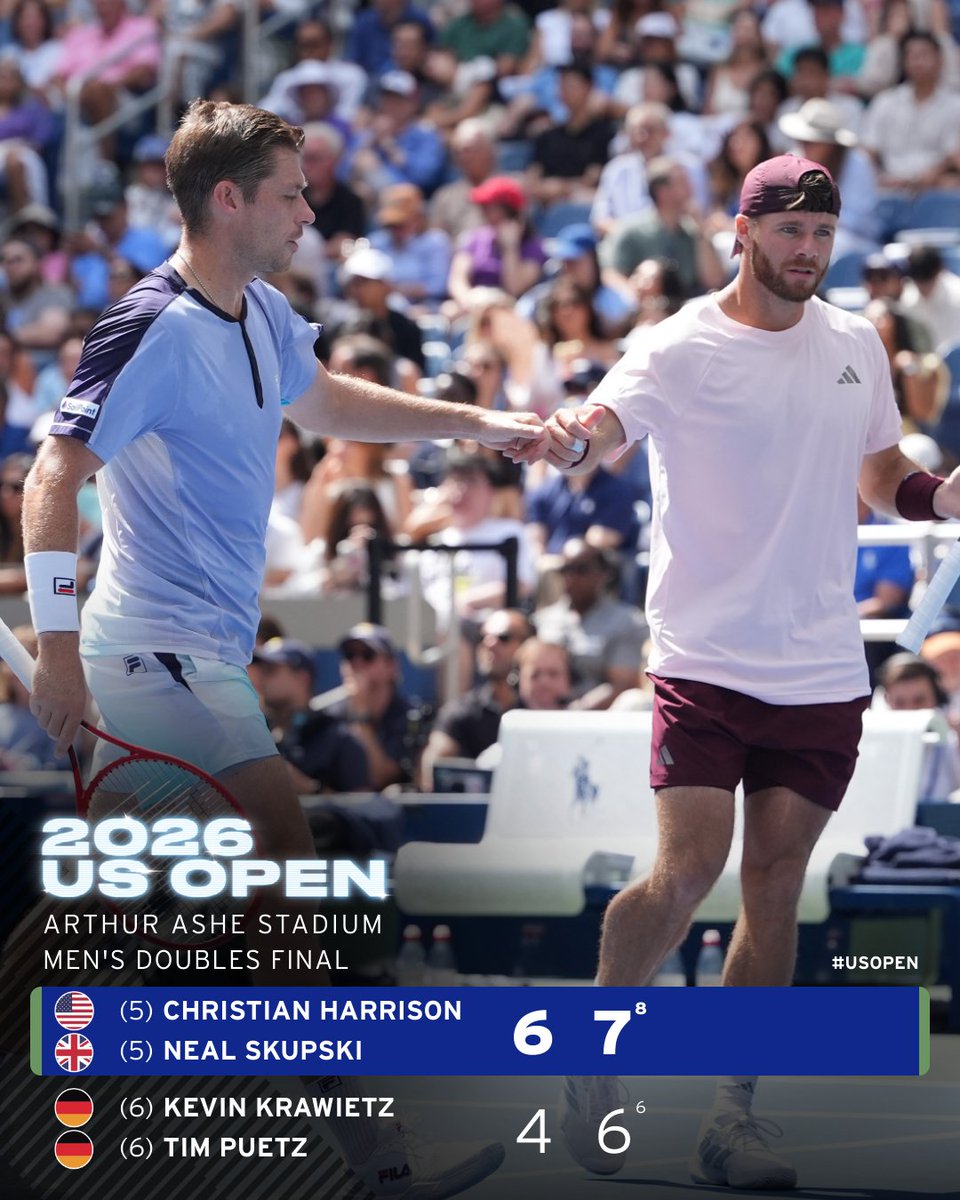 usopen's tweet photo. The Grand Slam hard-court sweep ✅

Harrison/Skupski follow up their Australian Open triumph with the US Open title. https://t.co/Hmzek656Nu
