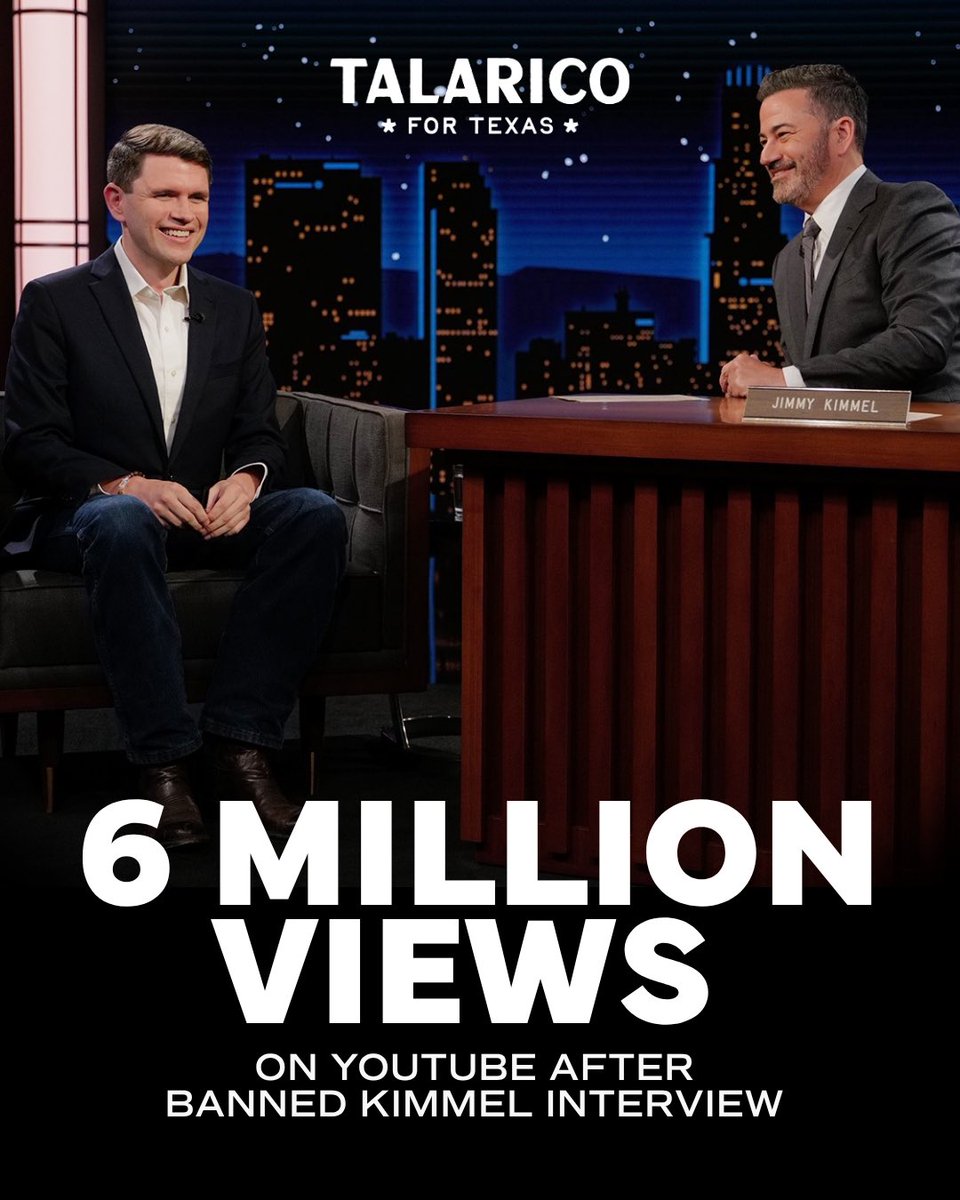 jamestalarico's tweet photo. BREAKING: Our banned interview with Kimmel generated 6 million views on YouTube. https://t.co/XiJNZ6yOJs