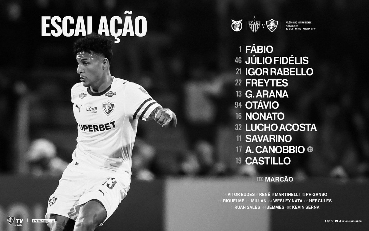 FluminenseFC's tweet photo. O #TimeDeGuerreiros está escalado para enfrentar o Atlético-MG. https://t.co/DGXNRPCepR