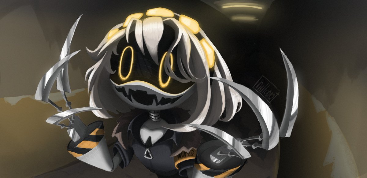 Hellonest00's tweet photo. Here’s my *Murder Drones* fan art 💛. This time, I tried drawing without line art—and honestly, I think I’m going to stick with this style from now on. What do you think of this look for V?

#MurderDrones #SerialDesignationV #digitalartㅤㅤㅤㅤ https://t.co/uE02jgRdwZ