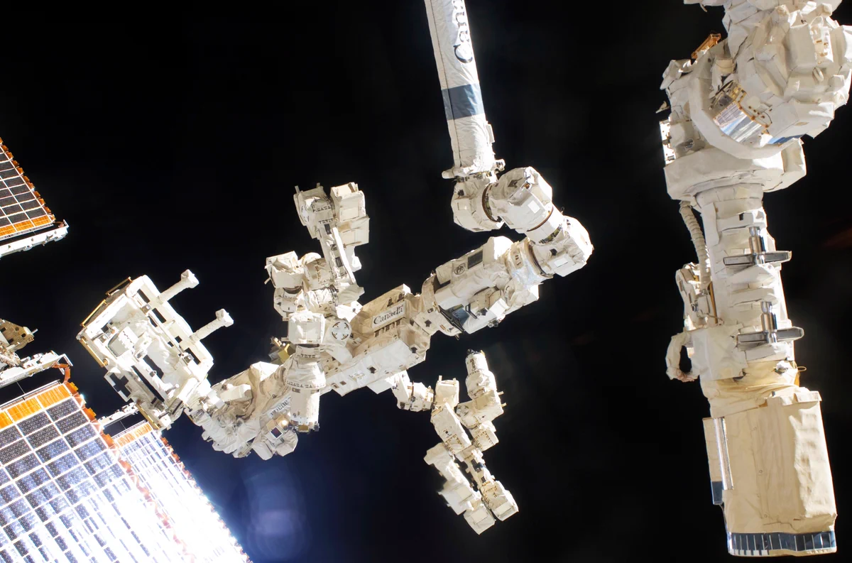 View of the Canadarm on the International Space Station. 