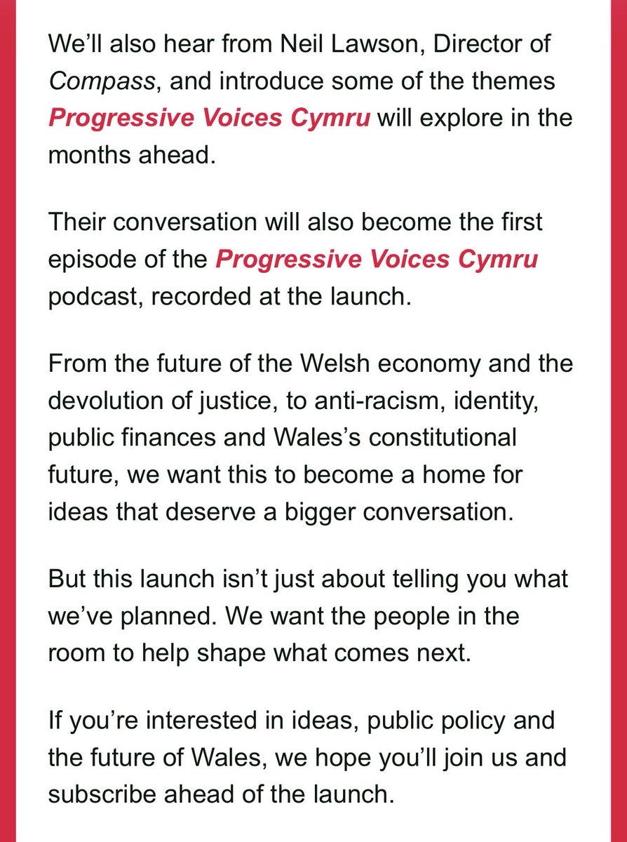 adavies4's tweet photo. NEW: Mark Drakeford & Leanne Wood to spearhead launch of ‘Progressive Voices Cymru’

“A new policy project… a new space for people who want to think seriously, creatively and ambitiously about what comes next for Wales”

 [also new podcast series 🎙️]

The former Labour First Minister & former Plaid Cymru leader will speak at a launch event in Cardiff next month 

This has been emailed to some of those involved ⬇️