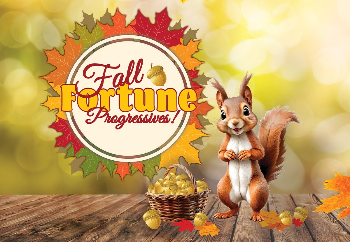 CenturyCasinoCR's tweet photo. Fall Fortune Progressives are drawing from 1pm - 9pm today!  Win $100 free play or more!  See you soon!  🐿️ 

Gambling problem?  Call or text 1.800.GAMBLER. https://t.co/jq2SrZRs4Y