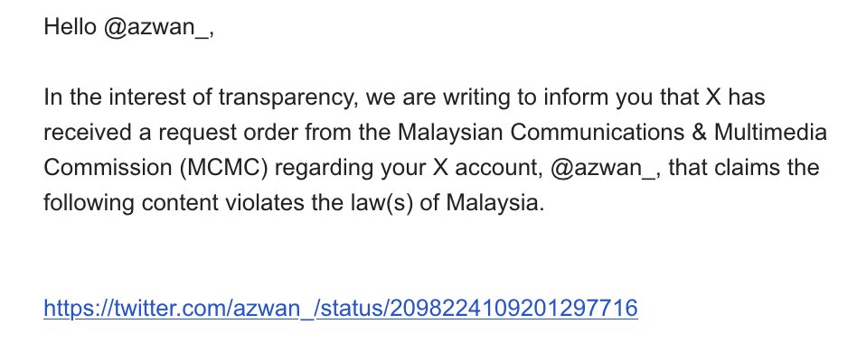 azwan_'s tweet photo. Ahhh MCMC saying that "requoting a research report by frontier AI lab" now violates the law. Thanks to X, no further action need to be taken... So pasni share link pun takleh?

Sama je dgn zaman jibby waktu 1mdb dulu. https://t.co/do5rWUOFv4