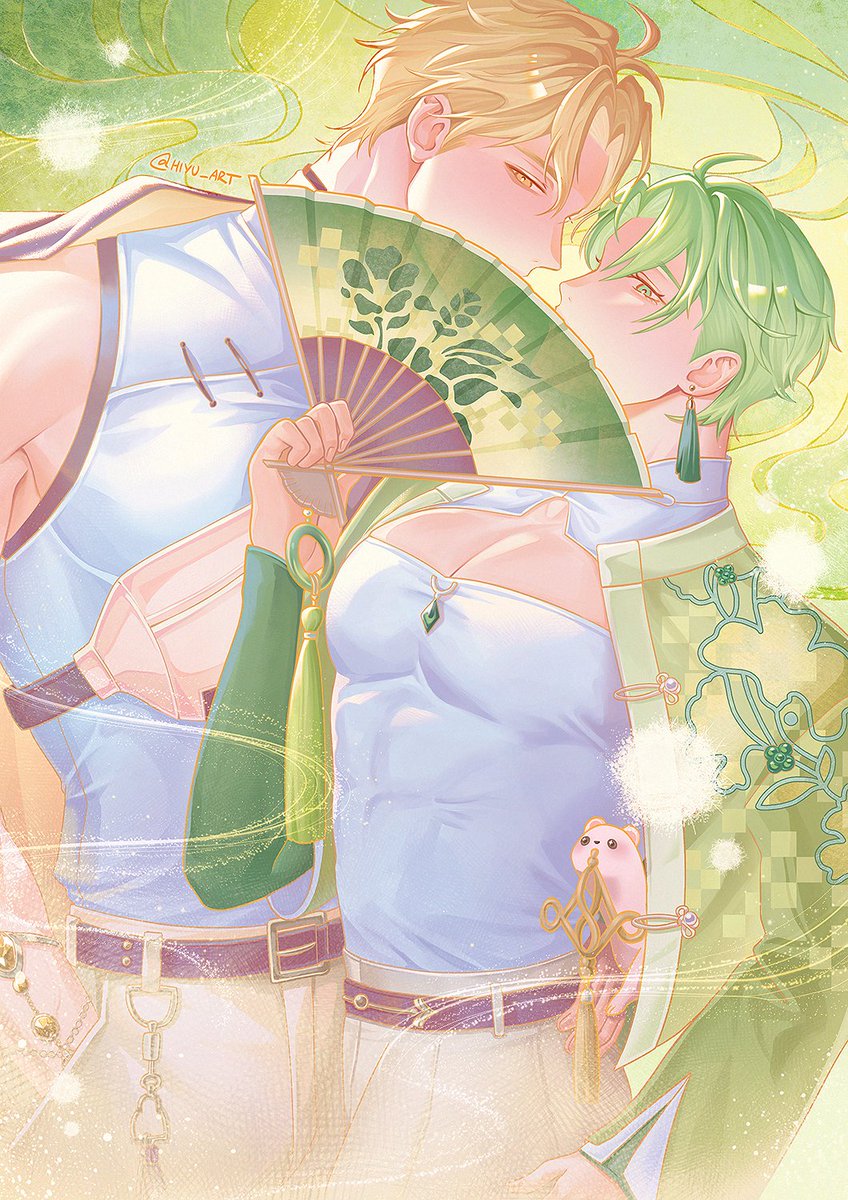 Hiyu_Art's tweet photo. I like the oriental aesthetic from NU:Carnival Exhibition Dreamy Voyage so much that I had to draw them together months later to ease that itch 😂... #quinoli https://t.co/pQJrJoEQFq