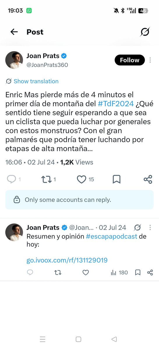luismamd's tweet photo. @JoanPrats360 Joan, no te conozco, pero por favor disimula un poco. Tratar de convertir la crítica en un argumento a tu favor da pena, es más fácil decir que tú eres el que ha aprendido por el camino, y has madurado. Sin más. Y bienvenido! https://t.co/ie07dGiZ97