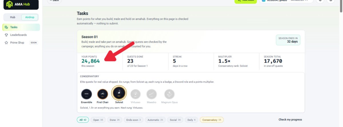 CuanAirdropCom's tweet photo. 🚨 TGE & Airdrop Dikonfirmasi — 29 Hari Tersisa!😱

Protokol Amadeus Musim 1 secara resmi akan berakhir, dengan hanya 29 hari tersisa! @ama_protocol 

📅 Musim 1 berakhir pada 11 Oktober

Setelah Musim 1 berakhir, kita bisa mengharapkan TGE & Airdrop di Kuartal 4. Jika ada penundaan, kemungkinan bisa bergeser ke Kuartal 1.

💰 Pendanaan $10 Juta Dikumpulkan

Semua orang masih bisa bergabung dan mulai mengumpulkan poin 👇

🔗 Kunjungi: https://t.co/TkSzPGTL49

Cara Mengumpulkan Poin:
• Hubungkan dompet EVM Anda
• Buat Dompet Amadeus Anda
• Lengkapi profil Anda
• Selesaikan tugas individu
• Selesaikan tugas sosial
• Buat & luncurkan agen
• Check-in harian
• Jelajahi lebih banyak pencarian yang tersedia

💰 Poin yang Bisa Anda Dapatkan:
• Tugas Sosial → Hingga 1.800 Poin
• Check-In Harian → 1.000 Poin
• Tugas Agen → 400+ Poin
• Agen + Keterampilan → 750 Poin
• Bonus Penyelesaian → Hingga 1.500 Poin
• Postingan Harian & Aktivitas Agen → Poin Tambahan

Dan itu belum semuanya 👀

Tugas sosial baru ditambahkan secara rutin, dan Anda juga bisa mengumpulkan poin dengan memposting tentang Amadeus setiap hari dan menyelesaikan tugas terkait.

🔥 Berapa banyak poin yang sudah Anda kumpulkan sejauh ini?

Tinggalkan poin Anda di komentar 👇
