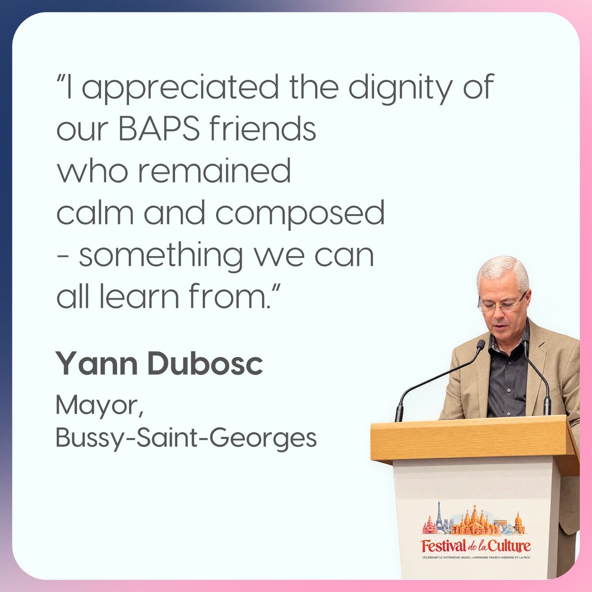 HardikonX's tweet photo. MAYOR DEFENDS BAPS 🇫🇷
Yann Dubosc, Mayor of Bussy-Saint-Georges, where the BAPS Paris Mandir is situated, has spoken out.
His firsthand account challenges the narrative being pushed about BAPS.
When facts come from someone who was there, they deserve to be heard. https://t.co/OxsOm7095Q