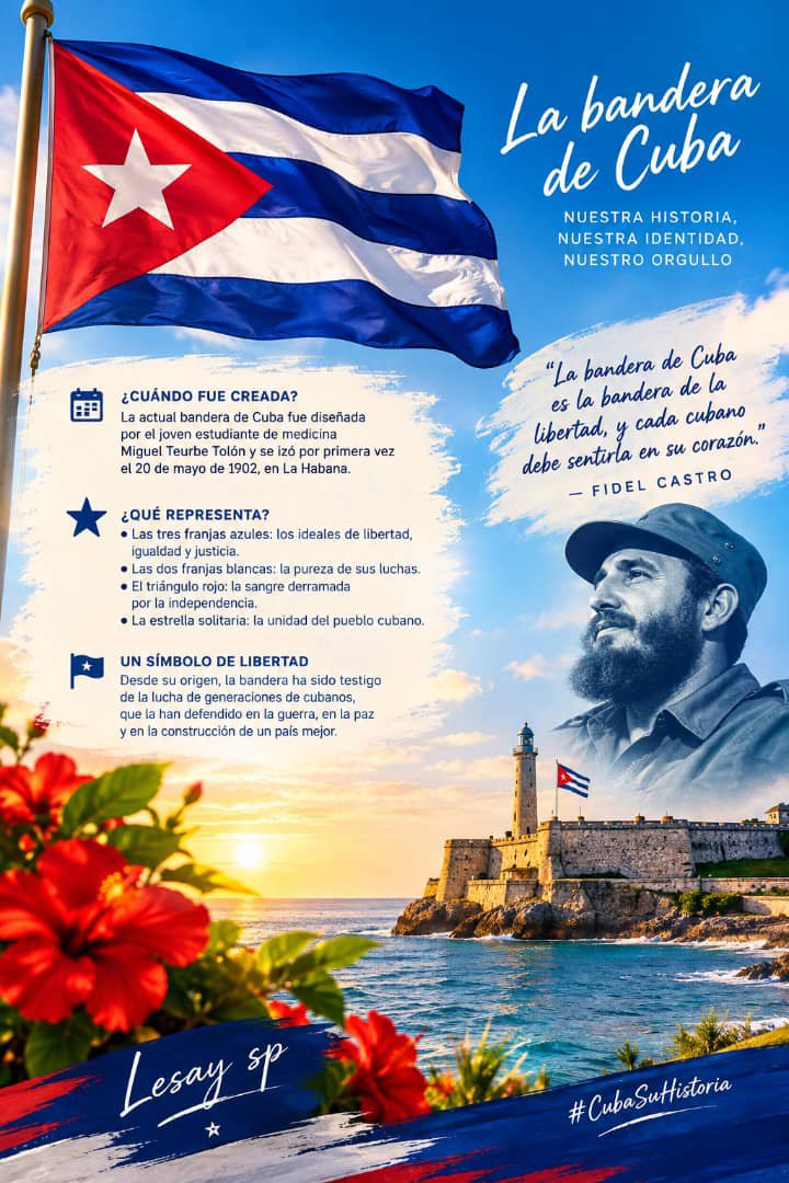 OrlandoVin5015's tweet photo. 🇨🇺 La bandera no es solo un símbolo: es memoria, lucha y soberanía.
Nació de la historia de quienes soñaron una Cuba libre y hoy sigue ondeando como expresión de identidad y dignidad nacional.

¡Que nunca falte Cuba en nuestro corazón! 🇨🇺

#CubaSuHistoria #Cuba #BanderaDeCuba https://t.co/bHFqfHxyfn